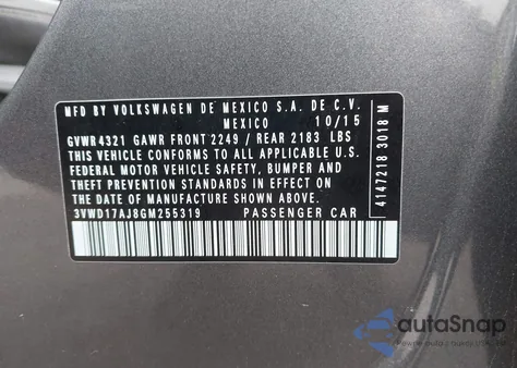 2016 Volkswagen Jetta 1.8T Sport from USA, damaged, VIN 3VWD17AJ8GM255319